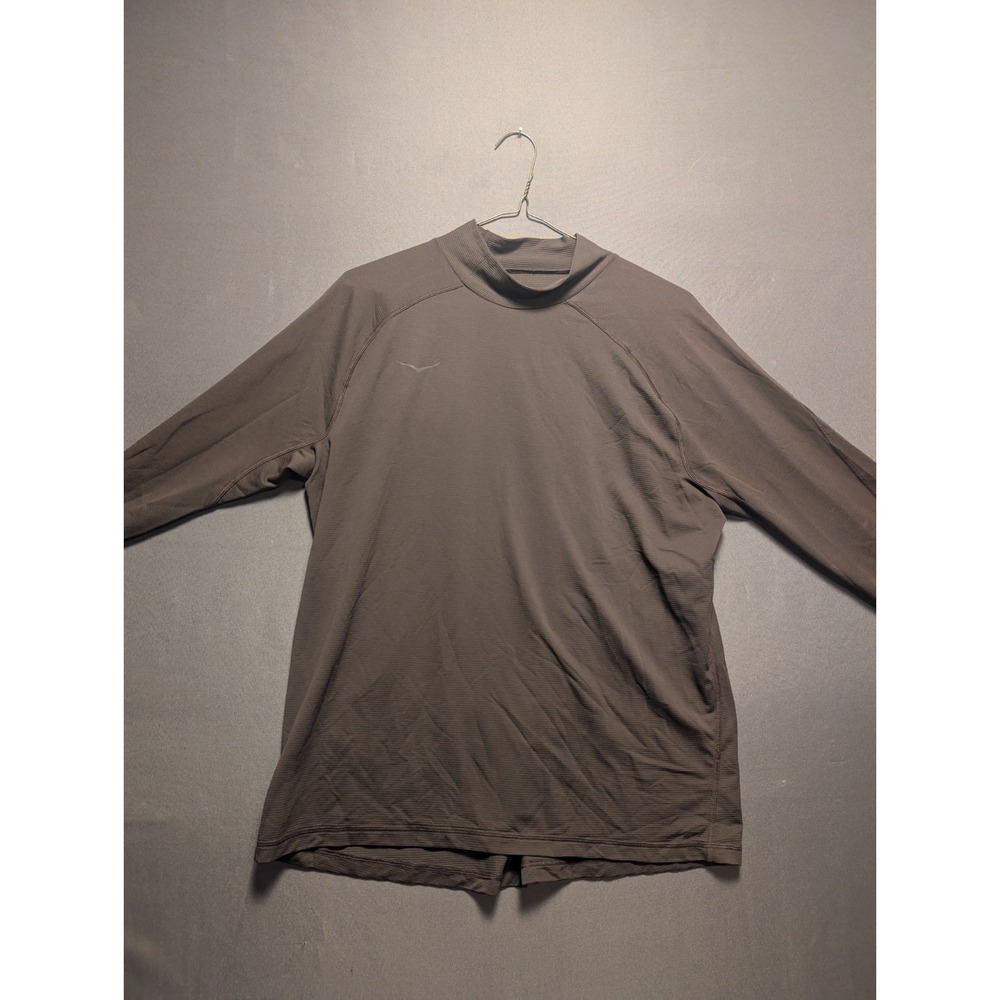 Hoka One One Cold Weather Layer Shirt Womens Large Brown Raglan Workout